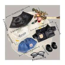 拉布布 (NO Doll) 服装，拉布布 17 厘米娃娃服装，6 件套服装，高档时尚可爱娃娃配饰 - 彩色 - 查看 4