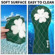 Fresh Green Mesh-Patterned Four-Leaf Clover Wooden Putter Head Cover - Premium Golf Accessory | Ideal For Young Nature-Loving Golfers & Family Players - أخضر - مشاهدة 7