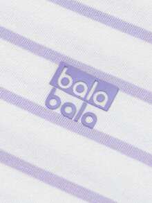 Balabala Tween Girl T-Shirt 2025 Spring Long Sleeve Top Boys & Girls Casual - White Purple - View 6