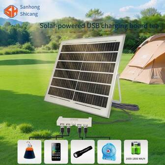 15W Solar Panel With 4 USB Charging Ports, Suitable For Charging Various USB Devices, Simultaneous Charging For 4 USB Ports, Output 1600-1800mA Per Hour, 5M Cable Included