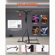 2 In 1 Punching Bag Stand, Steel Heavy Duty Workout Equipment, Adjustable Height Boxing Punching Bag And Speed Bag Stand, Freestanding Sandbag Rack, Holds Up To 140 Lbs, For Home Gym Fitness - 黑色 - 查看 6