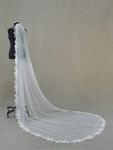 1 pieza Velo de novia con adorno de encaje romántico y decoración de perlas falsas, disponible en múltiples longitudes, incluye peine para el cabello, adecuado para propuesta, compromiso, boda y ceremonia civil, accesorio para el Día de San Valentín