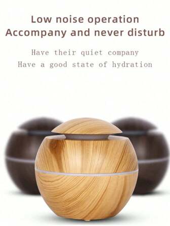 Humidificador de niebla alimentado por USB, humidificador creativo de grano de madera redondo, dispositivo portátil de humidificación compacto para el hogar y el automóvil, adecuado para dormitorio, estudio, sala de estar, regalo, Navidad