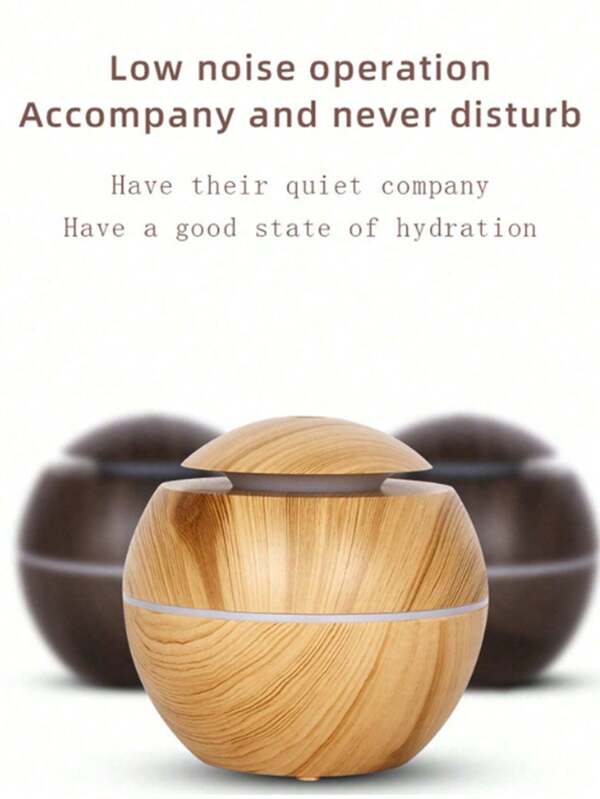 USB Powered Mist Humidifier, Round Wooden Grain Creative Humidifier, Compact Home & Car Portable Moisturizing Device, Suitable For Bedroom, Study, Living Room, Gift