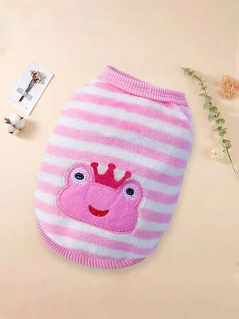 Cartoon Flannel Warm Dog Clothes Puppy Teddy Cat Vest, Red