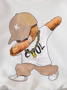 2pcs Baby Boy/Girl Casual Cute Cartoon Bear Graphic Print Sweatshirt And Pants Set, Comfortable For Autumn/Winter - Multicolor - View 4