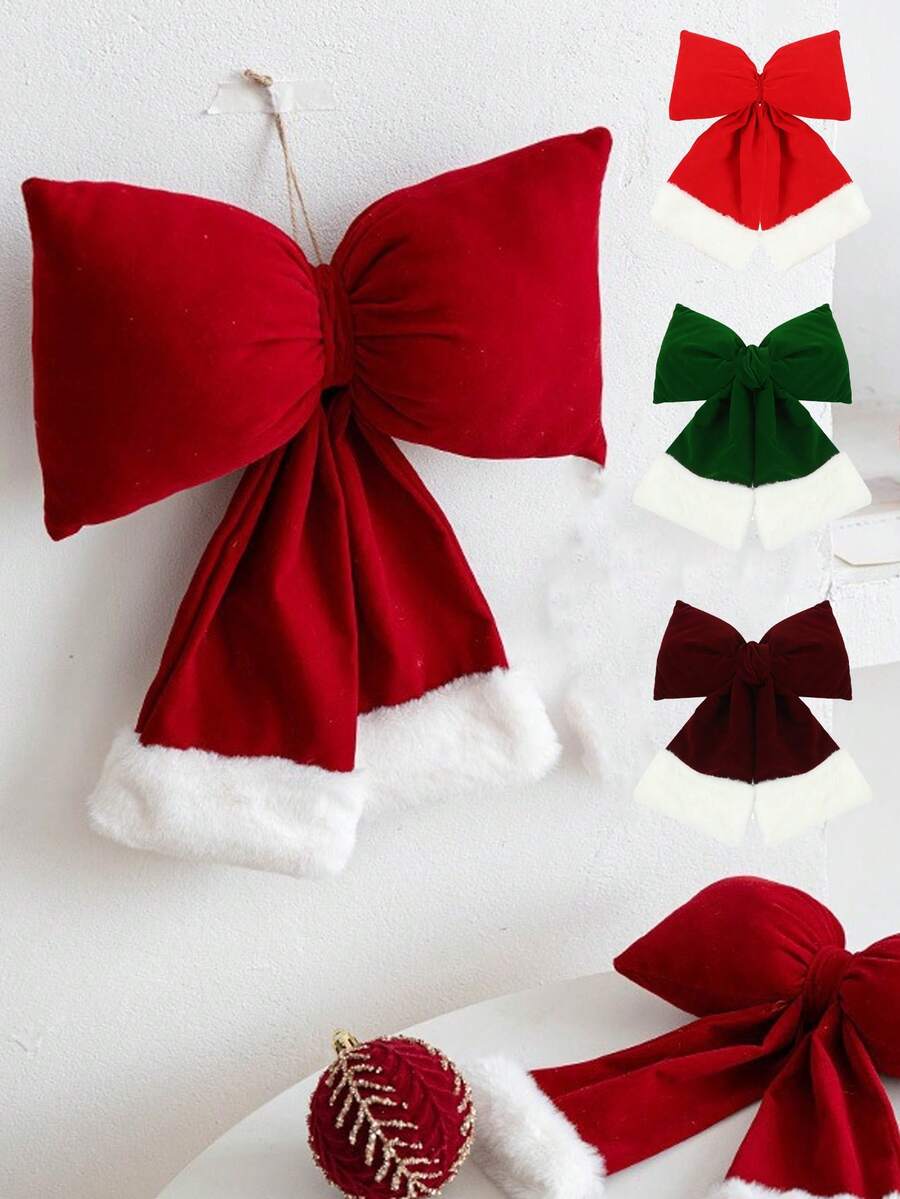 1 buc. Crăciun de pluș cu fundă, artizanat, scenă de decor, recuzită, pandantiv pentru brad de Crăciun, decorațiune de Crăciun pentru curte, decorațiuni pentru casă, decorațiuni de Crăciun, decor pentru cameră, decorațiuni de Crăciun de iarnă, cadouri de Crăciun pentru casă, decor de Crăciun - Multicolor - Vizualizare 1