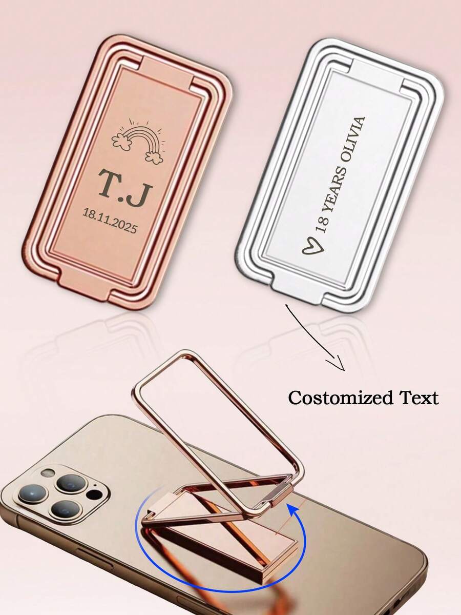 1pc Customized Foldable Multi-Angle Thin Phone Stand, Portable Multi-Functional Phone Holder, Team Customized Gift Suitable For All Phones, No Battery Included