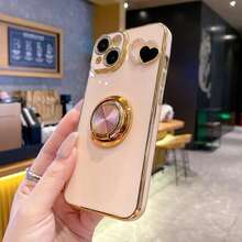 粉色1个黑色电镀防摔手机壳，1个黑色6D电镀旋转支架，1个黑色水钻电镀心形手机壳，兼容苹果手机/配套手机壳/带挂绳手机壳/腕带手机壳/趣味手机壳 - 粉色 - 查看 2