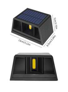 1/2/4/6节太阳能充电式1200mAh锂电池，COB光源上下照明，光束角度可调，阳光感应户外防水太阳能壁灯，简约走廊通道室内外别墅现代酒店装饰洗墙灯 - 黑色 - 查看 4