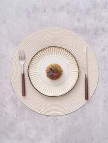 1/4/6/12 miếng lót đĩa tròn PP phong cách Bohemian, màu trơn, chống trượt, chịu nhiệt, hoàn hảo cho sử dụng hàng ngày, ngày lễ, họp mặt gia đình, tiệc Giáng sinh, bữa tối, bàn cà phê, trang trí nhà cửa, mọi mùa - Màu be - Xem 3