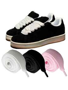 2pcs Extra Wide And Thick Flat Shoelaces, Replacement Shoe Laces For Sports Shoes,Belt,Shoes And Boots Accessories,For Women Men Sneakers Shoes Men Trainers Running Shoes Summer,Sneaker Accessories, Solid Color Design, Reinforced Construction, Active Lifestyle,1pc