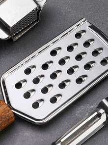 1pc Rosewood & Stainless Steel Kitchen Tool Set, Peeler, Can Opener, Whisk, Pizza Cutter, Cheese Slicer, Cooking & Baking Accessories