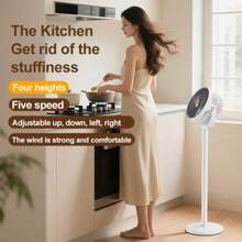 简约家用落地循环扇 Type-C充电 5档风速 台地三合一可调节电风扇 - 白色 - 查看 4