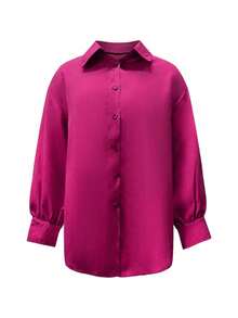 Women's Casual Long Sleeve Shirt, Suitable For All Seasons - Hot Pink - View 5