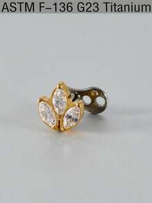 1PC F136 Titanium Dermal Anchor Cown Flower Leaf Triangle Micro Dermal Anchor Diver Implants Jewelry Body Piercing Zirconia Flat Back Cluster Hide In Face Clavicle Skin 14G Piercing Jewelry Sexy Unisex - Titanium - View 12