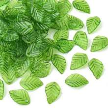 100Pcs Vibrant Transparent Green Acrylic Leaf-Shaped Charms Pendants - Durable Plastic Beads With Hole For DIY Crafting, Keychain, Earring, Jewelry Making Accessories And Supplies - Ideal For Nature-Inspired Designs