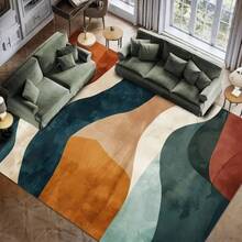 1pc Golden Velvet Home Decor With An Abstract Artistic Pattern, Suitable For Various Decorative Styles. It Can Be Used As A Living Room Rug, Sofa Cushion, Doormat, Bedroom Carpet, Or Outdoor Mat, And Is Applicable In Multiple Settings Such As Malls And Cafes. It Features A Non-Slip Design, Is Easy To Clean, Machine Washable, And Comes In Various Sizes. Kitchen Rug - Multicolor - View 7