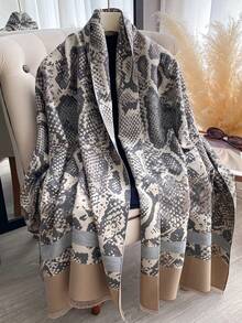 1 chiếc khăn choàng cổ Jacquard họa tiết da rắn thanh lịch cổ điển dành cho nữ, thích hợp cho phòng có máy lạnh, khăn quàng cổ đa năng thời trang cho mùa thu/đông cho trang phục - Nhiều màu - Xem 6