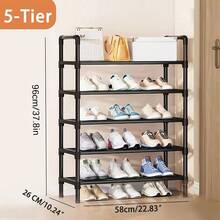 Artilla para zapatos de 5 capas de gran capacidad, rejilla de almacenamiento de zapatos, rejilla de almacenamiento, adecuada para 12-15 pares, adecuados para entrada, armario, dormitorio - Negro - Ver 6