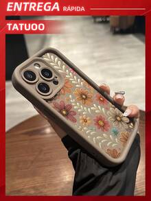 Fashion Floral Print Anti-Drop Phone Case Compatible With 11/12/13/14/15Pro Max - màu nâu - Xem 5