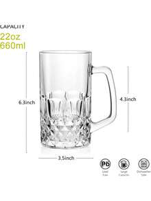 1-Pack Large-Capacity Craft Beer Glass - Glacier Cup With Bark Texture, Handle, Thickened Glass - Home Use Drinking Cup - Multicolor - View 4