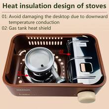 Maxsun 1pc 2.1kw Power Mini Portable Gas Stove, Stainless Steel Outdoor Camping Picnic Cooker With Storage Box In Multiple Colors, Butane Gas Camping Stove For Kitchen, Kitchen Stuff, Camp Kitchen - Coffee Brown - View 10