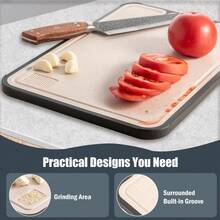1pc Double-Sided Stainless Steel Cutting Board, Diamond Textured Non-Slip Kitchen Chopping Board, Anti-Scratch Design With Juice Groove, Durable For Meat, Vegetables, Fruits