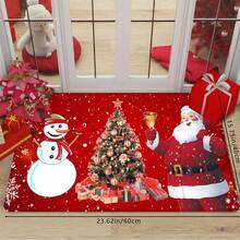 1 Stück Fußmatte mit Weihnachtsmann Motiv, rechteckiger, schnell trocknender und saugfähiger Polyester Teppich mit Weihnachtsbaum und Schneemann Mustern, geeignet für Innen- und Außenbereich, Zuhause, Schlafzimmer, Badezimmer, Küche und Esszimmer Dekoration, als Geschenk, Partyartikel, Festtagsdekoration zu Weihnachten, Neujahr und für den Hof