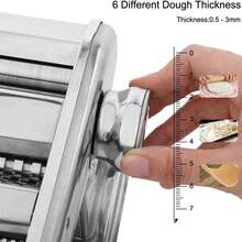 1pc Fresh Pasta Maker Roller, Machinestainless,Sheet Thickness From 0,5 Mm To 4,8 Mmthanks To 10-Position Adjuster,3 Pasta Shapes Included,Makes Lasagne, Fettuccine & Tagliolini,Ect - Silver - View 3