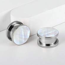 2 件装热销圆形海螺形 316 不锈钢耳塞 耳洞 女士身体饰品耳塞 - round - 查看 12