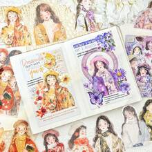 20 Stücke Ölgemälde-Stil süße Mädchen Themen Aufkleber, Handy Aufkleber, Artikel Dekorations Aufkleber, Notizbuch Material Aufkleber Premium wasserfeste Vinyl Aufkleber für Scrapbooking, Tagebücher und Laptops - langanhaltend & dekorative Sammelalbum Zubehör für Erwachsene Aufkleber Bücherregal transparentes Aufkleber Buch Siegelbuch Aufkleber Buch