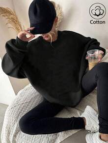 SpongeBob SquarePants 2025 Herbst/Winter Neuheit: Oversized Raglanärmel Unisex Sweatshirt mit witzigem Spongebob Buchstabe Muster. Dieses erschwingliche und bequeme Langarm-Baumwollmischungs-Top hat ein weiches und gemütliches Gefühl. Ob für Lässig, Urlaub, täglichen Street-Style oder Y2K Akademie, dieses vielseitige Teil ist eine ideale Wahl für Schule, Training und den Alltag. - Schwarz - Übersicht 6