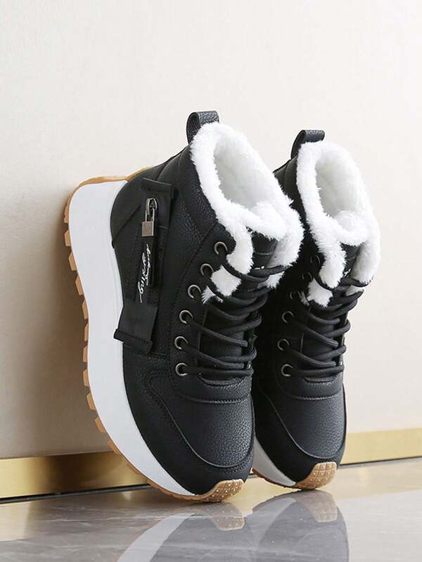 Women's Winter Warm Lining High-Top Thick-Soled Outdoor Sports Casual Shoes