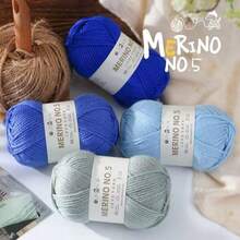 MERINO NO.5 针织纱，5 包*100 克，共 500 克，编织毛衣、帽子、围巾，手工纱线，初学者编织，中等粗度针织纱，多种颜色可选 - N0.5羊毛 - 查看 7