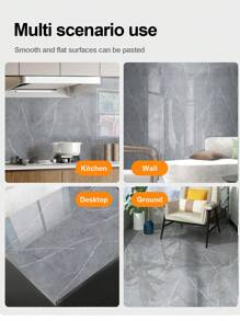 1 Roll 1.3mm Glossy Marble Pattern Self-Adhesive Vinyl Plank Flooring, 15.7x118.1 Inches, Vinyl Plank Flooring, Linoleum Vinyl Sheet Floor Covering, Waterproof & Wear-Resistant, DIY Installation For Room, Office, Kitchen (Marble Pattern, Black) - Multicolor - View 8