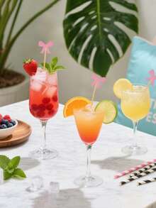 10/100支粉色蝴蝶结牙签，优雅粉色蝴蝶结鸡尾酒签 - 手工天然竹牙签，适合生日派对用品，可用于饮料、开胃菜、烘焙、婚礼甜点、派对、蛋糕和纸杯蛋糕装饰以及派对食品（水果、糖果） - 彩色 - 查看 8