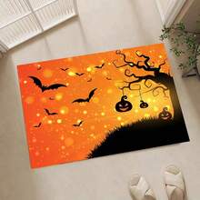 1pc Pumpkin Festival Non-Slip Kitchen Mat, Home Living Room Bedroom Entrance Decorative Washable Plush Carpet