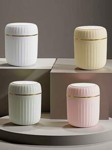 Mini Desktop Trash Can, With Lid, With Garbage Bag, Top Gallon Small Countertop Trash Can, Small Desktop Plastic Lid Trash Can, Desktop Small Recycling Cute Trash Can, Gallon Suitable For Office Bathroom, Kitchen, Living Room, Bedroom, Pink Mini Trash Can, With Lid,