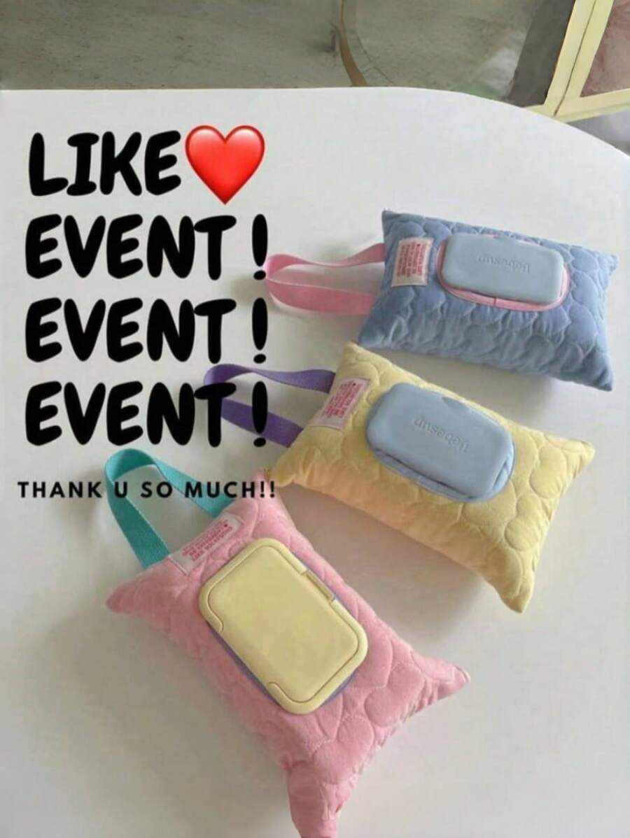 Macaron Color Car Tissue Box, Waterproof Tissue Bag, Cute Pet Stroller Wet Wipes Hanging Bag, Suitable For Outdoor Tissue Storage, Christmas And Halloween, Holiday Gifts - Macaron Tissue Box (without Lid) - View 1