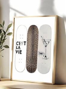 1 件豹纹滑板帆布墙饰、马提尼酒印花酒吧推车墙饰、黑白 Ace 扑克牌海报、复古橄榄色马提尼酒印花酒吧推车墙饰、时髦酒精鸡尾酒印花扑克画、卧室装饰、客厅装饰 - 彩色 - 查看 22