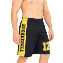Men's Sports Shorts For Gym, Bodybuilding, Running - 黑色和黃色 - 查看 2