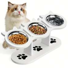 加高猫碗，可调节猫食碗，15 度倾斜食碗，适用于猫、幼犬和小型宠物，加高狗食碗，可调节狗粮和水碗，带 3 个不锈钢支架，宠物必需品，易于组装和携带，易于清洁，可拆卸和清洗，适用于多只小猫的必备猫碗 - 彩色 - 查看 15