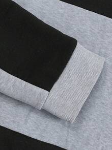 Conjunto de Moletom Casual com Calça e Blusão de Forro Polar com Contraste de Cores para Homens, Outono/Inverno - Preto - Visão 6