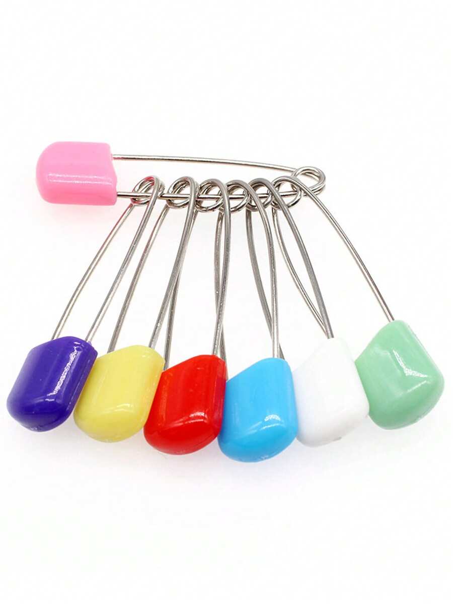 10/20/50pcs Plastic Head Safety Pins 2inch/5cm Safety Locking Baby Cloth Diaper Nappy Pins Buckles DIY Needle Pins Sewing Supplies, Random Colors