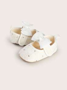 0-1岁婴儿公主鞋，女童春秋宝鞋，防滑学步鞋，蝴蝶结可爱软底 - 白色 - 查看 6