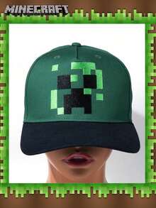 Microsoft 1 件  官方授权 Creeper 时尚帆布帽棒球帽鸭舌帽日常通勤工作旅行可调节户外太阳帽适合家人朋友趣味生日派对礼物