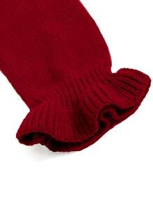 Women's Elegant Comfortable Solid Color Long Sleeve V-Neck Mushroom Button Sweater, Autumn/Winter - Red (new) - View 5