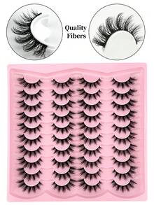 20 Pairs Of False Eyelashes, Anime Eyelashes, Cat Eyelashes, Imitation Mink Eyelashes, Fox Eyelashes, Natural Eyelashes, Role Play, Travel Essential Makeup Tools, Suitable For Holiday Parties, Halloween, Christmas - 眼尾拉長款 - 查看 3