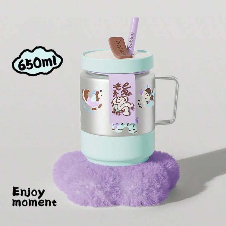 bablov 1 Piece Of 22 Oz 316L Stainless Steel Coffee Cup, Vacuum Cold And Insulated Tumbler, Car Cup With Straw, Large Capacity With Handle, Water Bottle, Sports Fitness Cup, Water Bottle, Holiday Gift, Suitable For Home Party, And Christmas Gift Water Cup For Friends Back To School - Multicolor - View 11